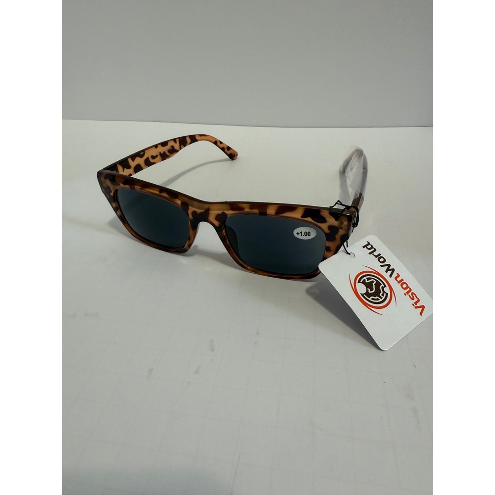 Vision World Reading/Sun Glasses Tortoise Shell Leopard Print Cat Eye +1.00